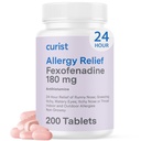 Curist Fexofenadine Hydrochloridum 180mg (200 tablet) Non Drowsy Allergy Medication - 24 hodin All Day Alergie Relief for Runny Nose, Itchy Eyes, & Throat - Alergie Relief Tablety (200 Počet)