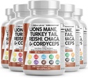 Clean Nutraceuticals Lions Mane 20in1 Houbový dodatek s krůtí ocas Reishi Cordyceps Chaga Maitake Meshima Poria Cocos Shiitake Oyster Porcini Enoki (5)