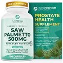 PurePremium Saw Palmetto 500 mg pro muže / ženy - Maximální síla Saw Palmetto Extract 124; Práškové kapsle dodatek - Podpora normálního močového traktu, Prostate Health / Hair - 3 měsíce Dodávka - 100 Tablety