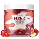 Vláknina s probiotika, 10G Vláknina na servírování No Cukr Přidáno Apple Flavor, s 10 Miliony CFU Probiotika Blend, Jablečný ocet, Vitamin C, Inulin, Bloating Podpora 90 Počet