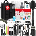 Sada pro přežití, 250Pcs Přežití Gear První pomoc Kit s Molle System Kompatibilní Bag a nouzový stan, Nouzová sada pro zemětřesení, Venkovní dobrodružství, turistika, Lov, Dárky pro muže Ženy