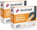 Dealmed Sheer Plastic Flexible Adhesive Obvazy - 100 hrabě (2 balení) Obvazy s non-Stick Pad, Latex Free, Wound Care for First Aid Kit, 3 "x 3 / 4"