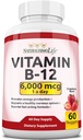 NaturalisimoLife Vitamin B12 6000 mcg - Quick Disold Strawberry Flavor Nuggets - 60 Nuggets, Non- GMO, Vegan, gluten zdarma