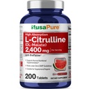 NusaPure L- Citrulline 2 400 mg 200 Vegetariánských tablet (Non- GMO, Gluten Free, 100- Day Supply, Bioperin)