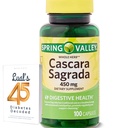Cascara Sagrada 450mg. Spring Valley Cascara Sagrada 450mg 100 Počet, Celý Herb Cascara Sagrada Digestivní zdravotní doplněk Kapsle Bundle s Luall 45 Diabetes Decoded