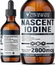 Nascent Jodový dodatek 124; 2800mcg Jód 124; Jodid draselný 124; Jód Dópy 124; 100% Veganský Jód 124; Clear Color 124; Large 2oz