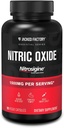 Jacked Factory Essentials Nitric Oxide Booster - Patentovaný vázaný L- Arginin Křemík 1500mg Pre Workout Dodatek pro růst svalů, čerpadla, vaskularita a energie - 90 Veggie pilulky