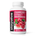 STAY ALIVE Cranberry pilulky pro ženy a muže 1000mg s D- mannose, Hibiscus a Grapefruit Seed Extract, 120 Počet, D- mannose Cranberry dodatek, Vegan, Non- GMO & gluten- Free Powder Kapsle
