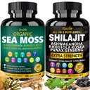 Bualle Sea Moss a Shilajit Bundle- Sea Moss 300mg, Black Seed Oil 100mg, Ashwagandha 50mg, Ginger & Shilajit 300mg, Rhoddiola Rosea 100mg, Panax Ginseng 50mg, Vše v 1 Supplements- USA Made (2 Pack)
