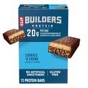 CLIF BUILDERS Protein Bars - Cookies 'n Cream Flavor - 20g Plant Based Protein - Gluten Free - Non- GMO - Low Glycemic - No umělé sladkosti - 2.4 oz. (12 Pack)