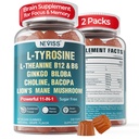 11-IN-1 Mozek dodatek pro paměť a zaměření s L-Tyrosin L-Theanin, Methylovaný B12 & B6, Lví hříva houba, Ginkgo Biloba, Bacopa Monnieri, Cholin pro Focus, Nootropní, Energie, 2Packs