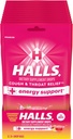 HALLS Relief + Energy Support, Strawberry Lemonade Cough Drops, 12 sáčků 25 Drops (300 Total Drops)