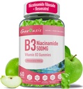 Niacinamid 500mg Gummies, Žvýkací vitamin B3 dodatek s Resveratrol 500mg, High potency Niacin pro antioxidant, kůže a mozek zdraví, imunitní podpora, Vegan Apple Flavor, 60 Počet