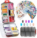 14 Grids Travel Pill Organizer Box s 415- Pcs Medicine Název etikety - Pocket Daily Pharmacy Case Container Kit - Travel Medication Holder Disperser for Fish Oil vitamin Supplement Storage - Clear Grey