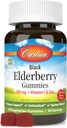 Carlson - Black Elderberry Gummies, s vitamínem C & Zinek, imunitní podpora, 60 Gummies