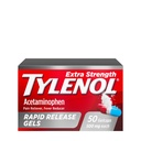 Tylenol Extra Strength Acetaminophen Rapid Release Gels, Extra Strength Pain Reliever & Fever Reducer, Gelcaps with Laser- Driled Holes, 500 mg Acetaminophen, 50 ct
