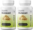 Organic Shatavari 1200mg, 60 Kapsle - Kojení Podpora vitamínů, Hormonální rovnováha pro ženy, Chřest Racemosus Root