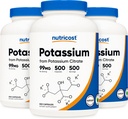 Nutricost kalium Citrát 99 mg, 500 tobolek (3 lahvičky)