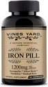 Doplňky železa 124; Přírodní Bylinné Iron Pills 124; Organic Sarsaparilla, Pampeliška, Burdock Root & Yellowdock Kapsle 1200mg Iron 124; 100 Pack