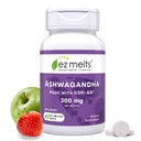 EZ Melts Rozpustný KSM- 66 Ashwagandha, 300 mg, Sugar- Free, Stress, Sleep and Mood Supplement, 30- Day Supply, Apple Berry- Flavor - 1 Pack