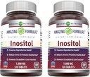 Amazing approvas Inositol 1000mg dodatek 124; Tablety 124; Non-GMO Creditor 124; Gluten- Free Creditor 124; Made in USA (2 balení, 120 Počet)