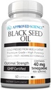 Schválené Science Black Seed Oil - Cold Pressed Nigella Sativa - Zvýšení imunity, Respirační, kognitivní a stravitelné zdraví - 2% Thymoquinon - 1 láhev - 60 Softgels - Made in USA