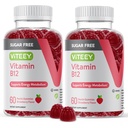 Viteey Vitamin B12 Gummies pro dospělé a dospívající 1000mcg, Cukr zdarma - Dobré pro energii, Metabolismus, Podpora přírodní energie - Vegan, želatina zdarma, gluten zdarma, GMO zdarma - Žvýkací jahoda ochucené