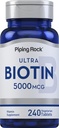 Piping Rock Biotin 5000mcg CLAS124; 240 Tablet CLAS124; Beauty vitamin dodatek CLAS124; Vegetarian, Non- GMO, gluten zdarma