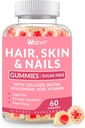 Vlasy Kůže a nehty Gummies - Vegan Biotin 5000mcg Vitamíny pro ženy a muže podporuje rychlejší růst vlasů, silnější nehty, zářící kůže