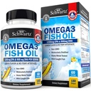 Triple Strength Omega 3 Rybí olej dodatek - 2250mg EPA DHA Omega 3 mastné kyseliny z čerstvých volně žijících ryb, bezproblémové Lemon Flavor Formule podporuje oční zdraví a více, gluten zdarma, 180 Softgels