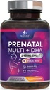 Prenatální vitaminy s kyselinou listovou & DHA, Podpora rozvoje plodu s folátem & Omega 3 je, Prenatal Multivitamin pro ženy, Vitamin A, C, D, B6, B12 & železo, dodatek k těhotenství - 120 Softgels
