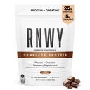 Kompletní protein RNWY, 25g kvasinkový protein + 5g kreatin- monohydrát, Vegan, Dairy- Free, Informovaný sport Certified, Post- Workout Recovery pro vytrvalostní sportovce, čokoláda, 21 Služeb