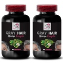 Rekonstrukce vlasů - GRAY HAIR REVERSE - Osvětlení vlasů, Obnovení vibrancy, Řešení péče o vlasy, Obnovit barvu vlasů, Obnovení barvy vlasů, Barva restaurování, Tón vlasů, Age- vzpírá vlasy, Vibrující barva vlasů 2 Lahve 120 Caps