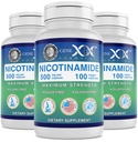 Genex Dispersas Nikotinamid 500mg (3- Pack) Vitamin B3 Flush Free Niacin Kapsle pro zdravou pleť - Niacinamid Supplemente Pills help Produce Keratin & Support Skin Cell Health & Energy (300 Kapsle)