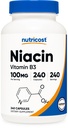 Nutricost Niacin (vitamin B3) 100mg, 240 tobolek - s Flushing, Non- GMO, bez glutenu