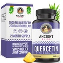 Ancient Bliss Quercetin s Bromelain curren124; Quercetin 1000mg Bromelain 200mg per Serving current124; Podporuje imunitní systém, společné zdraví, Respirační zdraví a celkové well- Being - 120 Kapsle