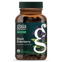 Gaia Byliny Black Elderberry - Denní Imunitní Supplement pro podporu Wellness - s Black Elderberry & Acerola Ovoce pro antioxidační podporu * - 120 Vegan Kapsle (60- Day Supply)