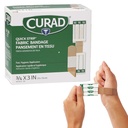 CURAD Quick Strip Fabric Adhesive Sterilní Obvazy s rychlou aplikací, 3 / 4 "x 3", Box of 100