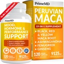 PrimeMD 19- in-1 Peruánské Maca kořenové kapsle - 9125 mg Ashwagandha Doplňky s Maca Fenugreek a ženšen pro Mood, Hormon & Performance Support (120 Kapsle)