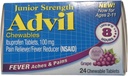 Advil Junior Žvýkací Ibuprofen Tablety, Grape 100mg, 24 Tablety každé (balení po 4)
