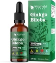 Ginkgo Biloba Extract Drops Liquid 2000mg (Ginkgo biloba L.) Bylinný dodatek Absorbs lepší než Kapsle, 1 měsíc Dodávka, 84 Servings, Alkhol- Free tinktura - 2 Oz, balení po 1