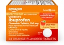 Basic Care Dětské ibuprofen Žvýkací tablety, Pain Reliever a Fever Reducer, Orange Flavor, Věk 2-11, Trvání do 8 hodin, 100 mg, 24 Počet