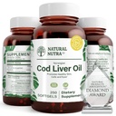 Natural Nutra Norské Cod Játra olej dodatek, Pomáhá udržet pokožku, pomáhá udržovat hustotu těla, Oční zdraví & Nerve funkce, Podporuje zubní zdraví, podporuje kardiovaskulární zdraví, 250 Softgels