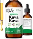 Wild & Organic Kava Kava Tincture 400 mg - Mood Support Supplement - Calming Root Extract Liquid Drops - 2-Month Supply - Vegan, Sugar & Alcohol- Free Drops - 2 fl oz