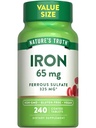 Nature 's Truth Iron Tablets 65mg Iron 124; 240 Count Iron 124; 325mg Ferrous Sulfate Iron 124; Vegan, Non- GMO & gluten Free Supplement