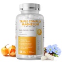 Triple Magnesium Complex - Glycinát hořečnatý, Taurát & Malate dodatek s Omega3, Ashwagandha, GABA pro spánek, Brain Heart & Muscle Support - Vysoká absorpce a jemnost, Vegan, 120 Kapsle