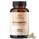 HERBAMAMA Ashwagandha Kapsle - 1500mg Čisté Ashwagandha Root Focus Dodatek - Vegan, Non-GMO Mood & Cool Supplement pro dospělé, 100 Caps