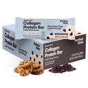 Perfect Collagen Protein Bary, Gluten Free Grass Fed Collagen + MCT Olej, Nízký karb, No Cukr Přidáno, High Protein Snacks, Keto dietní potraviny, 11g Protein, 18g Tuk, 3g Net Carbs, Chocolate Chip, 12 Bary