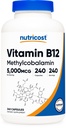 Nutricost vitamin B12 (methylkobalamin) 5000mcg, 240 Kapsle - Vegetariánské Caps, Non- GMO, gluten zdarma B12 dodatek