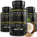 (3 Pack) Smarter Energy Pills, 200mg Caffeine & Cococonut MCT Olej s Maca Root, 150 Tekuté ponožky